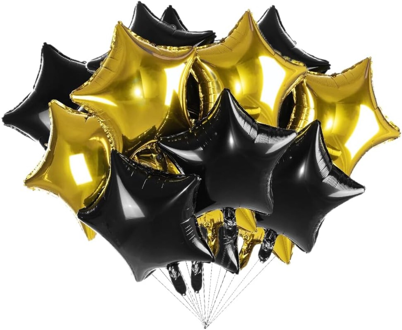 12 Pcs Black Gold Star Balloons, 18 Inch Star Shaped Foil Helium Balloons Mylar Balloons for Wedding Birthday Graduation season Party Decor
